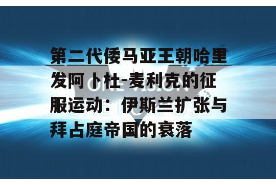 第二代倭马亚王朝哈里发阿卜杜-麦利克的征服运动：伊斯兰扩张与拜占庭帝国的衰落