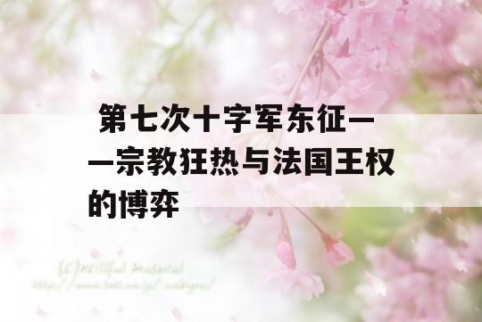  第七次十字军东征——宗教狂热与法国王权的博弈