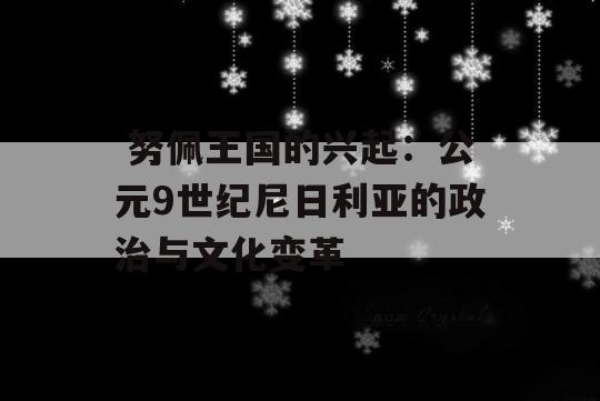  努佩王国的兴起：公元9世纪尼日利亚的政治与文化变革