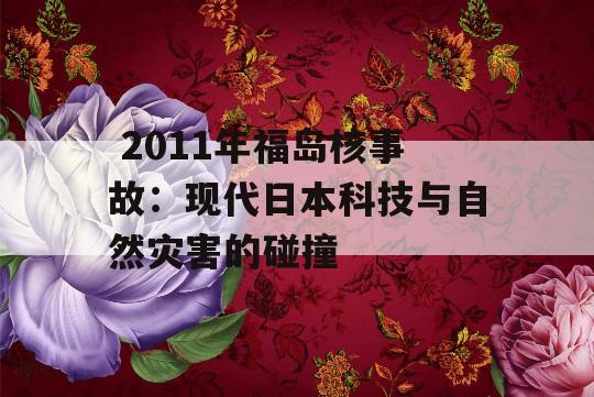  2011年福岛核事故：现代日本科技与自然灾害的碰撞